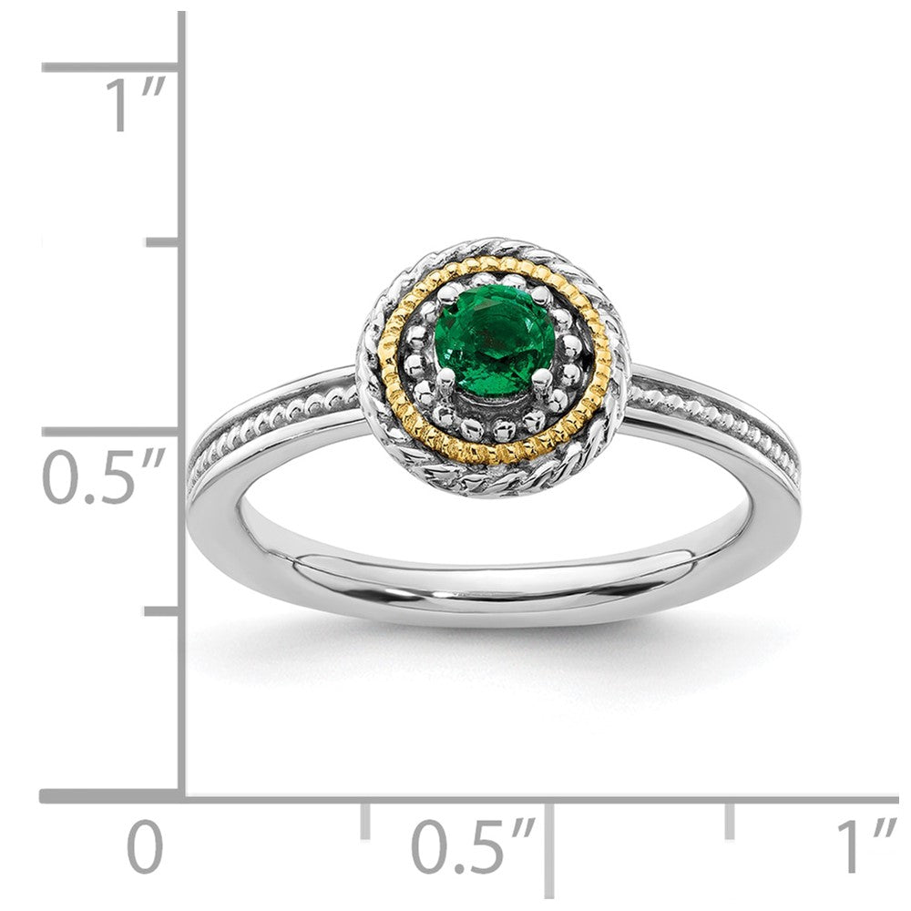 14K/Silver Two Tone Sterling Silver & 14K Stackable Expressions Created Emerald Ring