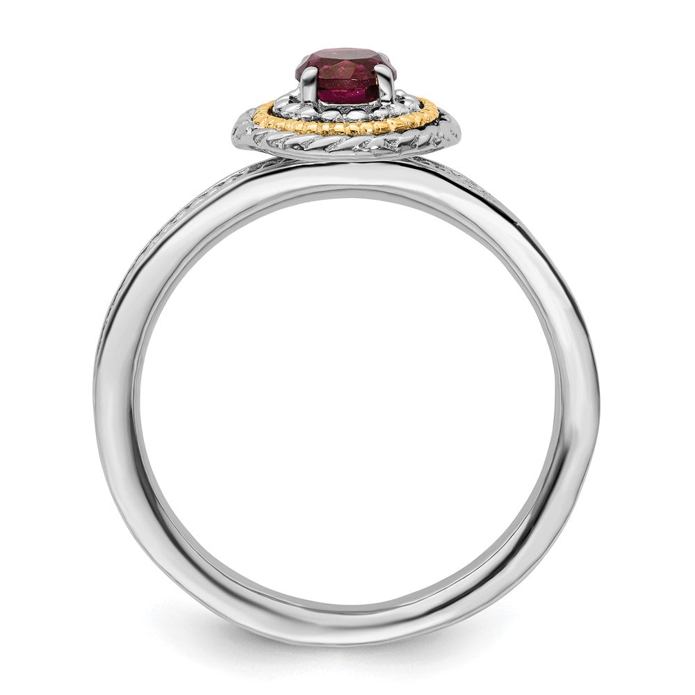 14K/Silver Two Tone Sterling Silver & 14K Stackable Expressions Rhodolite Garnet Ring