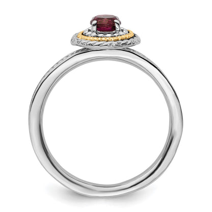 14K/Silver Two Tone Sterling Silver & 14K Stackable Expressions Rhodolite Garnet Ring