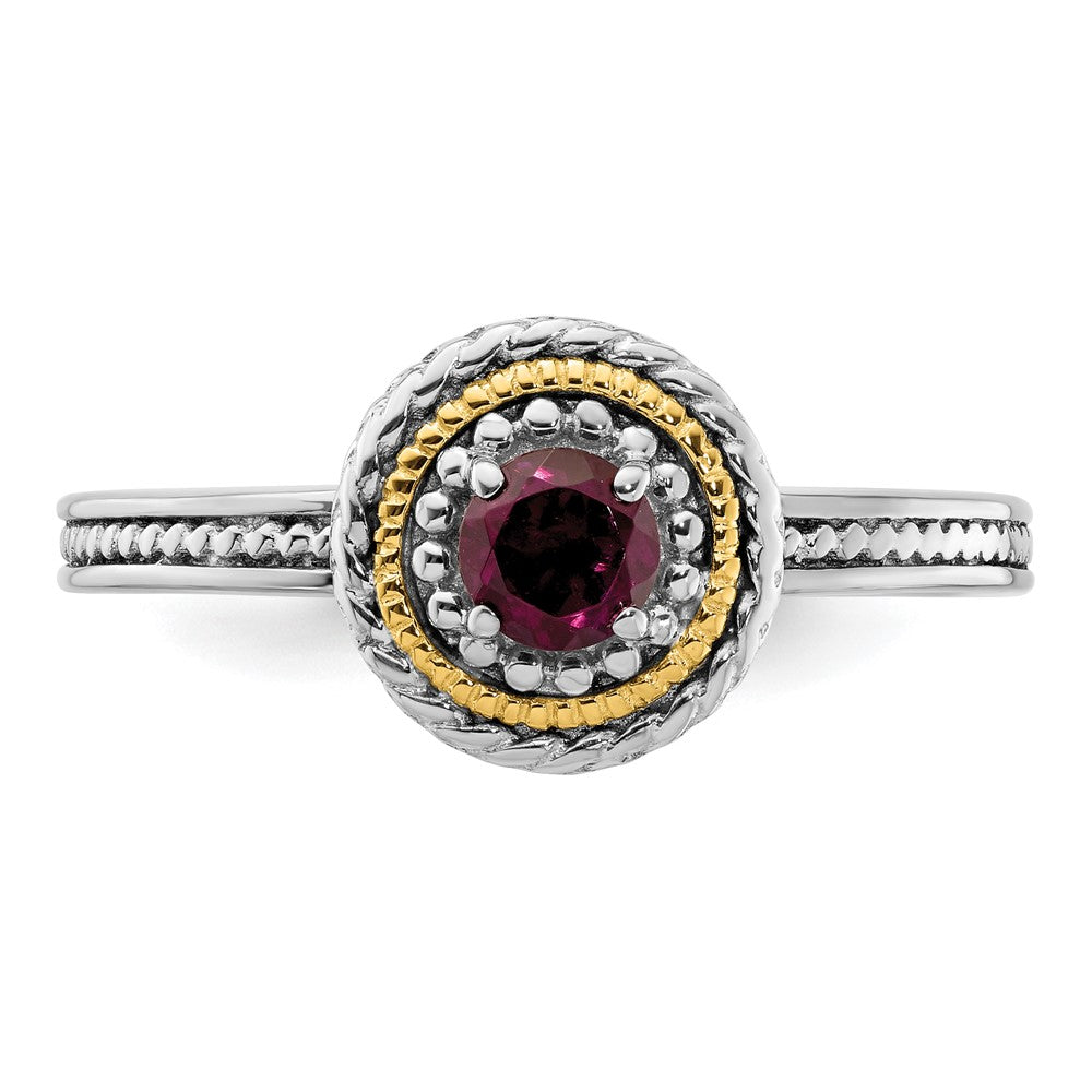 14K/Silver Two Tone Sterling Silver & 14K Stackable Expressions Rhodolite Garnet Ring