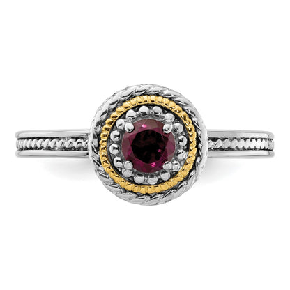 14K/Silver Two Tone Sterling Silver & 14K Stackable Expressions Rhodolite Garnet Ring