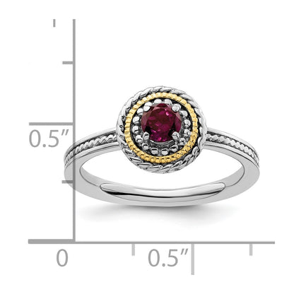 14K/Silver Two Tone Sterling Silver & 14K Stackable Expressions Rhodolite Garnet Ring