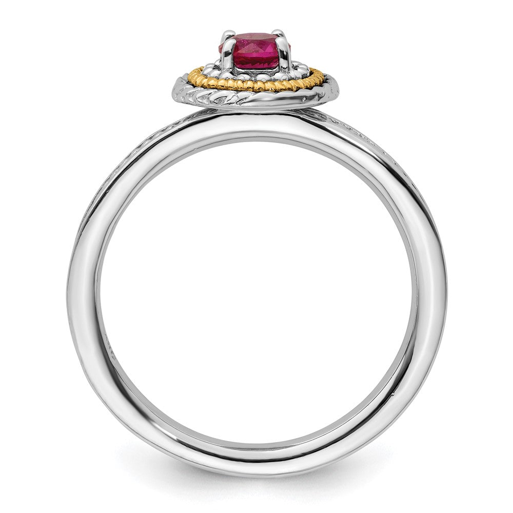 14K/Silver Two Tone Sterling Silver & 14K Stackable Expressions Created Ruby Ring