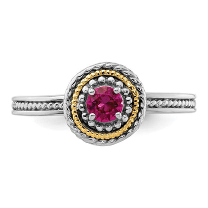 14K/Silver Two Tone Sterling Silver & 14K Stackable Expressions Created Ruby Ring