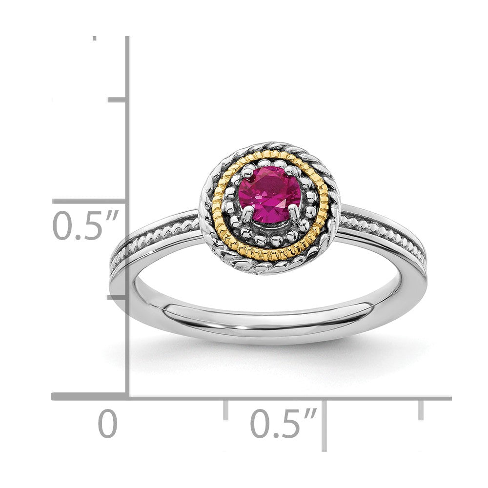 14K/Silver Two Tone Sterling Silver & 14K Stackable Expressions Created Ruby Ring