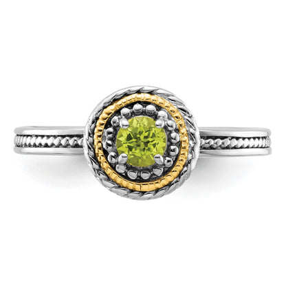 14K/Silver Two Tone Sterling Silver & 14K Stackable Expressions Peridot Ring