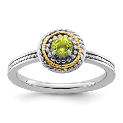 14K/Silver Two Tone Sterling Silver & 14K Stackable Expressions Peridot Ring