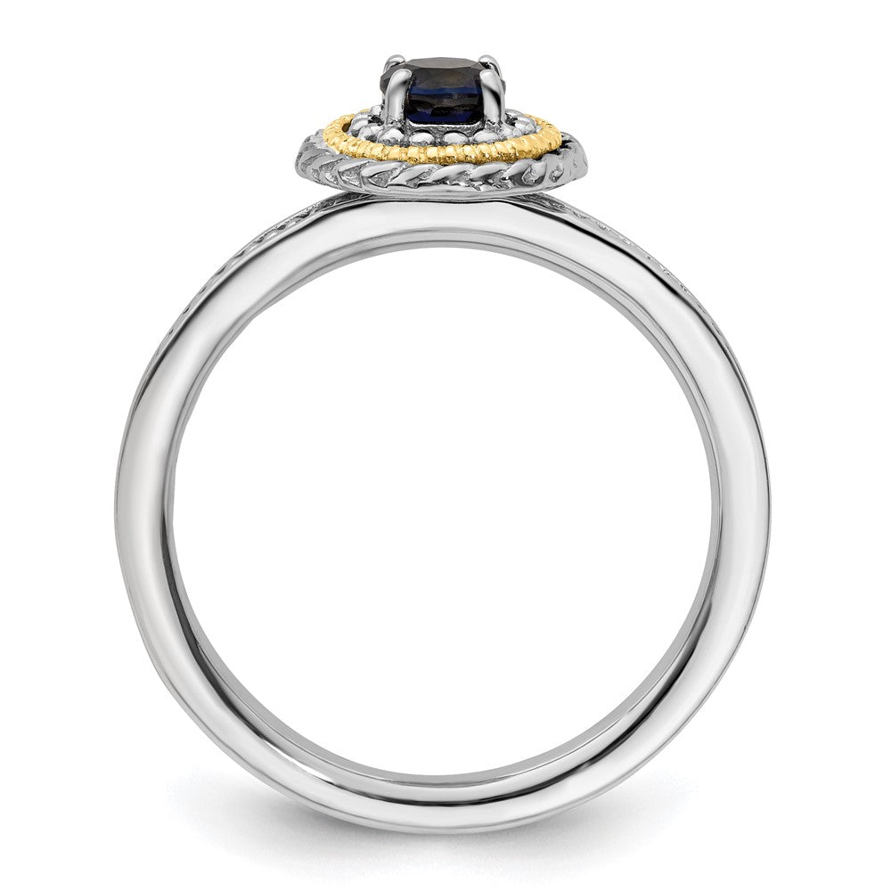 14K/Silver Two Tone Sterling Silver & 14K Stackable Expressions Created Sapphire Ring