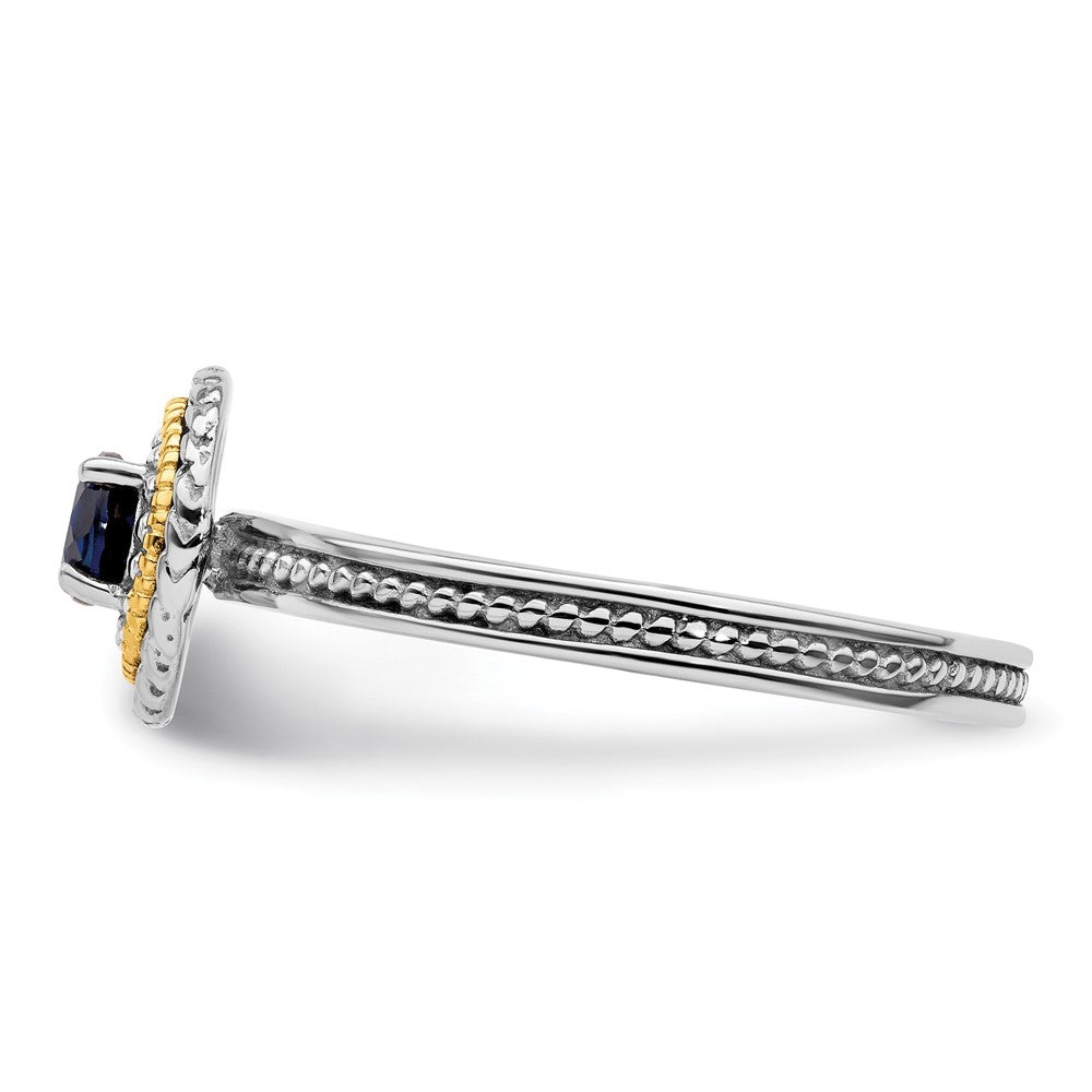 14K/Silver Two Tone Sterling Silver & 14K Stackable Expressions Created Sapphire Ring