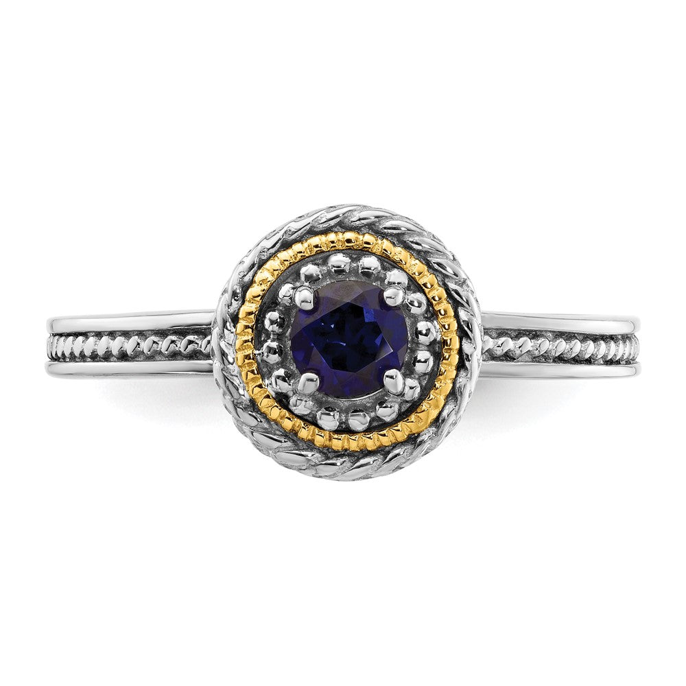 14K/Silver Two Tone Sterling Silver & 14K Stackable Expressions Created Sapphire Ring