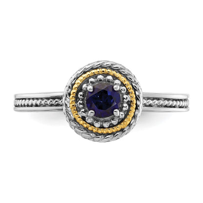 14K/Silver Two Tone Sterling Silver & 14K Stackable Expressions Created Sapphire Ring