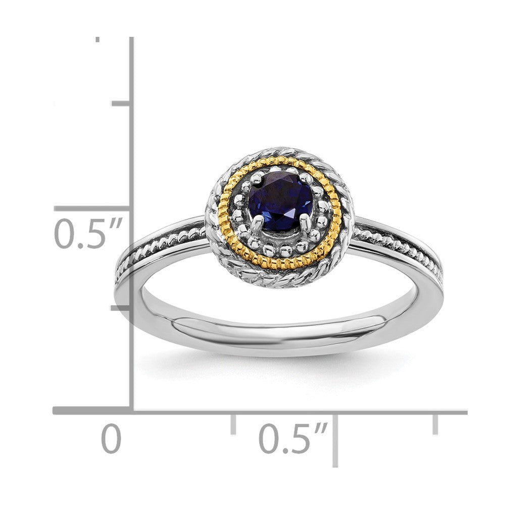 14K/Silver Two Tone Sterling Silver & 14K Stackable Expressions Created Sapphire Ring