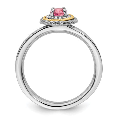 14K/Silver Two Tone Sterling Silver & 14K Stackable Expressions Pink Tourmaline Ring