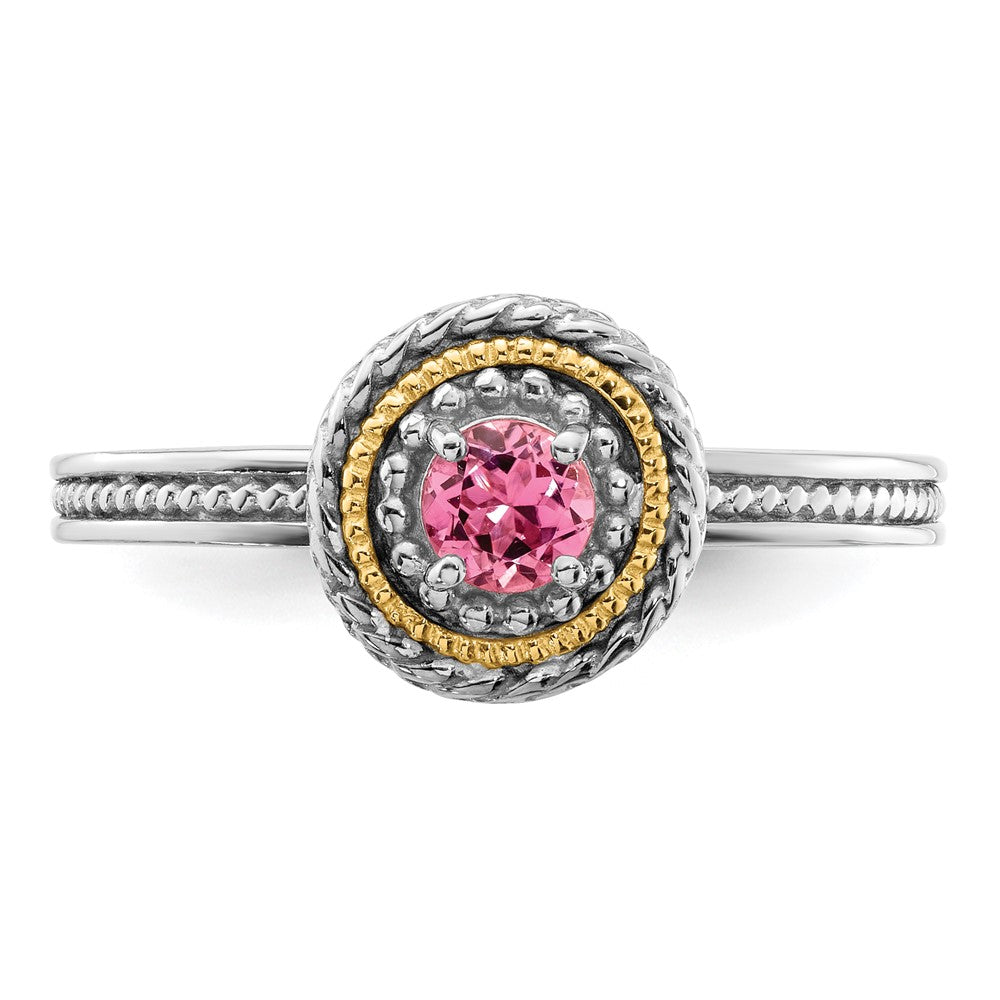 14K/Silver Two Tone Sterling Silver & 14K Stackable Expressions Pink Tourmaline Ring