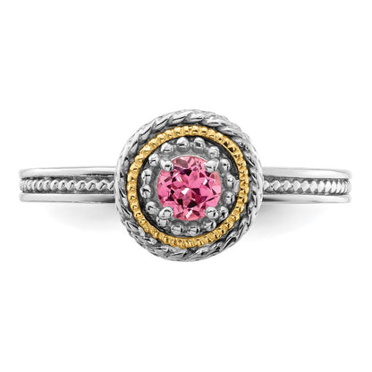 14K/Silver Two Tone Sterling Silver & 14K Stackable Expressions Pink Tourmaline Ring