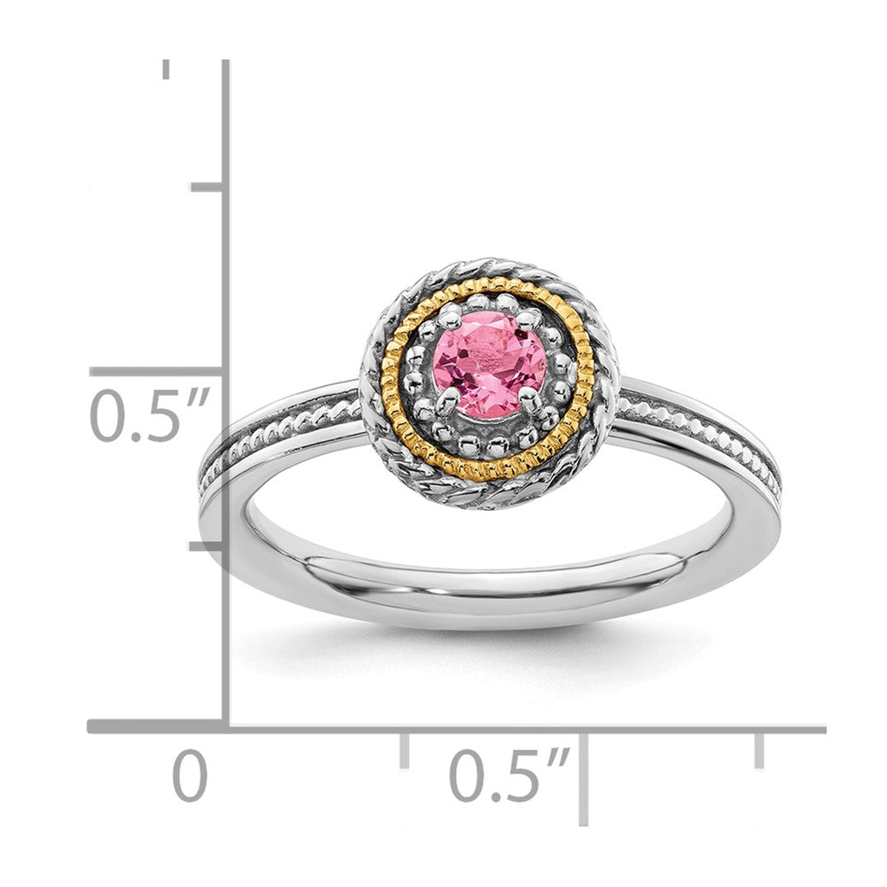 14K/Silver Two Tone Sterling Silver & 14K Stackable Expressions Pink Tourmaline Ring