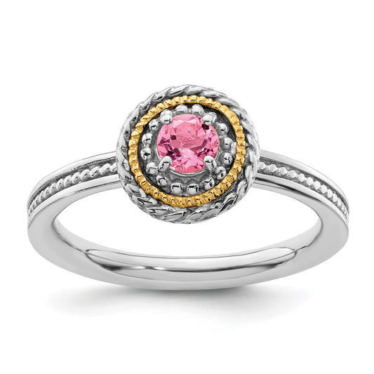 14K/Silver Two Tone Sterling Silver & 14K Stackable Expressions Pink Tourmaline Ring