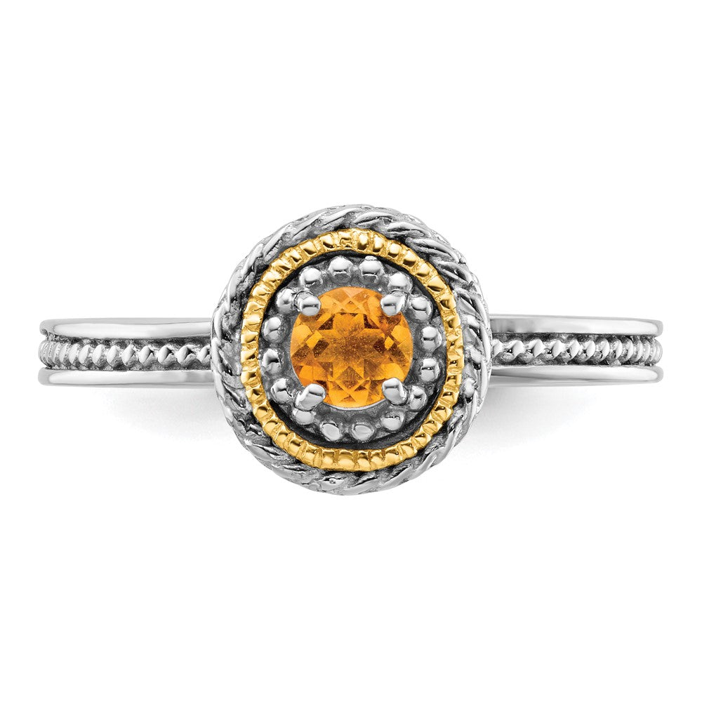 14K/Silver Two Tone Sterling Silver & 14K Stackable Expressions Citrine Ring