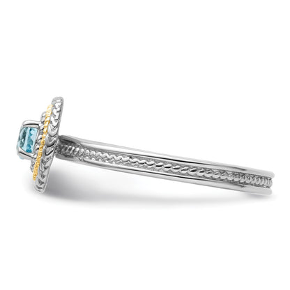 14K/Silver Two Tone Sterling Silver & 14K Stackable Expressions Blue Topaz Ring