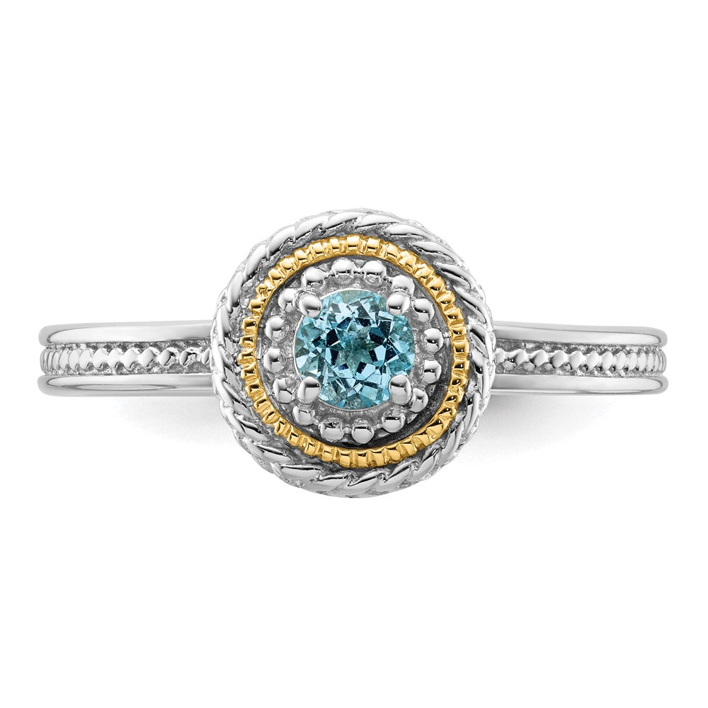 14K/Silver Two Tone Sterling Silver & 14K Stackable Expressions Blue Topaz Ring