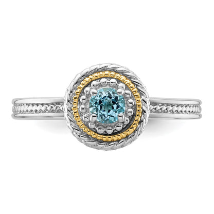 14K/Silver Two Tone Sterling Silver & 14K Stackable Expressions Blue Topaz Ring