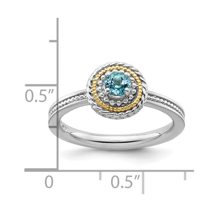 14K/Silver Two Tone Sterling Silver & 14K Stackable Expressions Blue Topaz Ring
