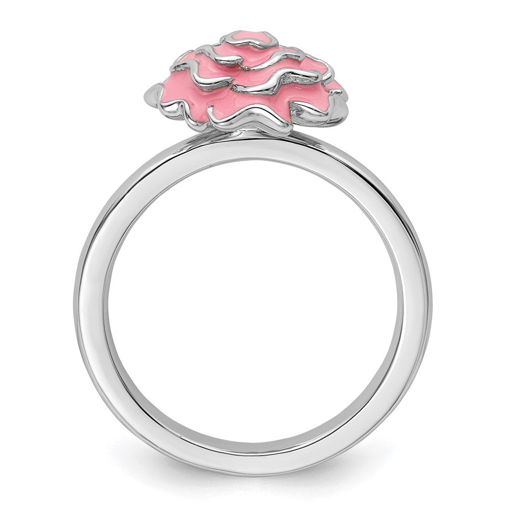 Sterling Silver Stackable Expressions Enameled Carnation Ring