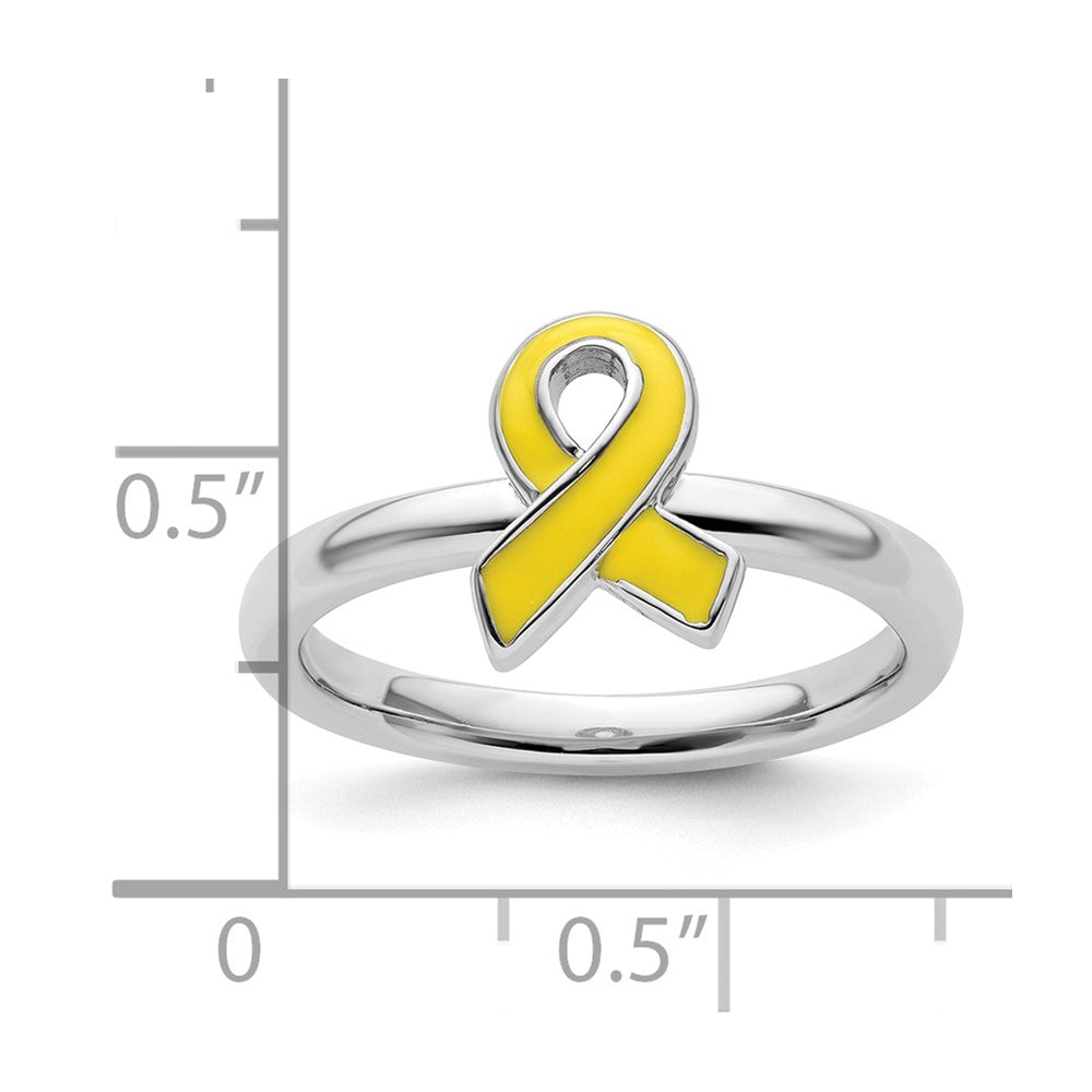 Sterling Silver Stackable Expressions Yellow Enameled Awareness Ribbon Ring