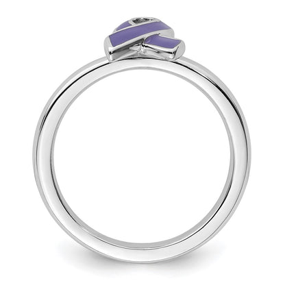 Sterling Silver Stackable Expressions Purple Enameled Awareness Ribbon Ring