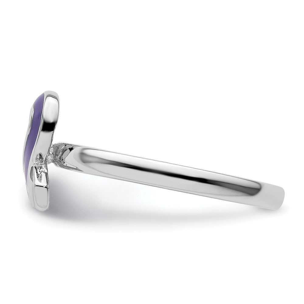 Sterling Silver Stackable Expressions Purple Enameled Awareness Ribbon Ring