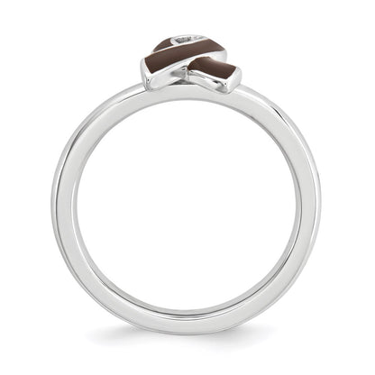 Sterling Silver Stackable Expressions Brown Enameled Awareness Ribbon Ring