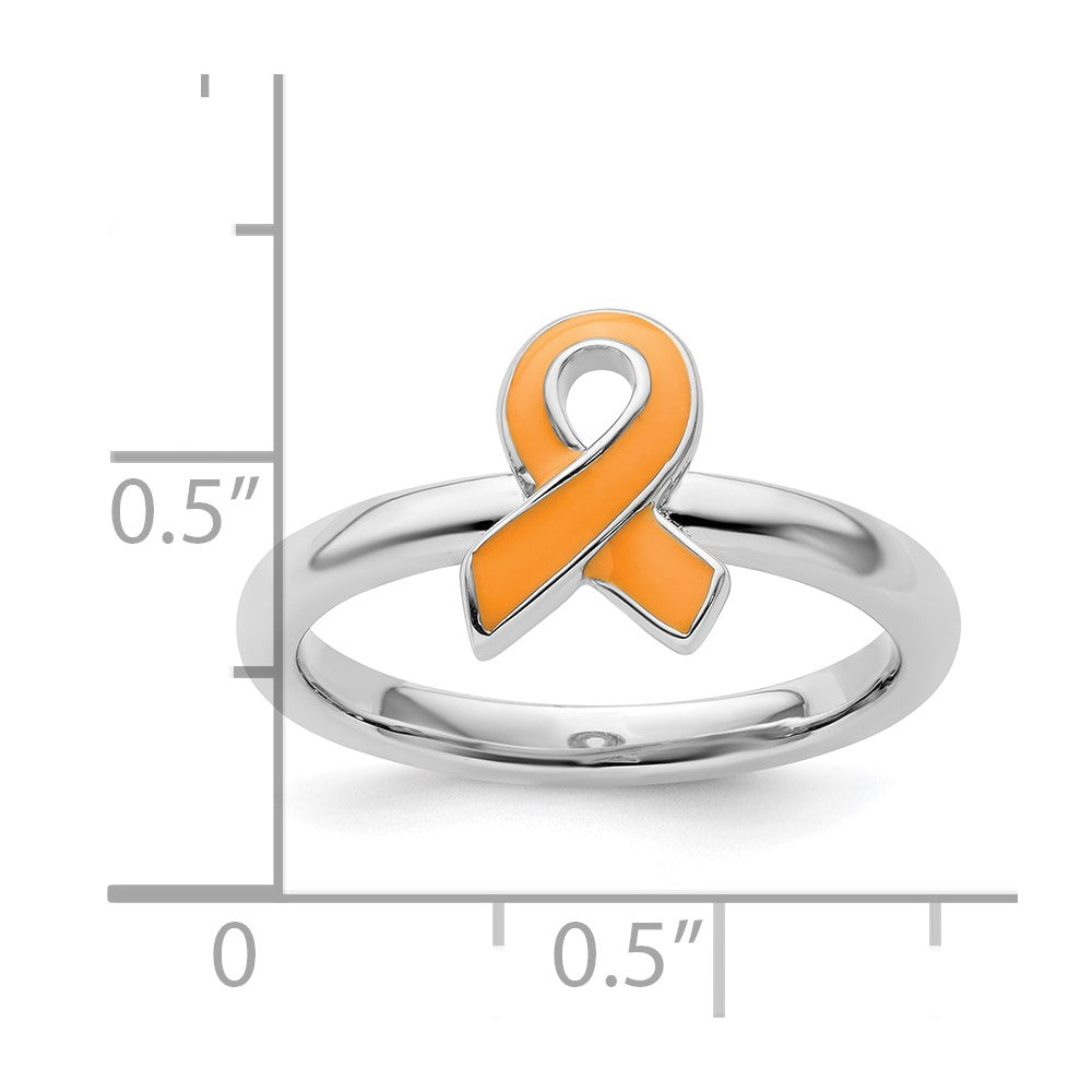 Sterling Silver Stackable Expressions Orange Enameled Awareness Ribbon Ring