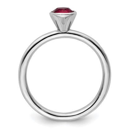 Sterling Silver Stackable Expressions High 5mm January Crystal Ring