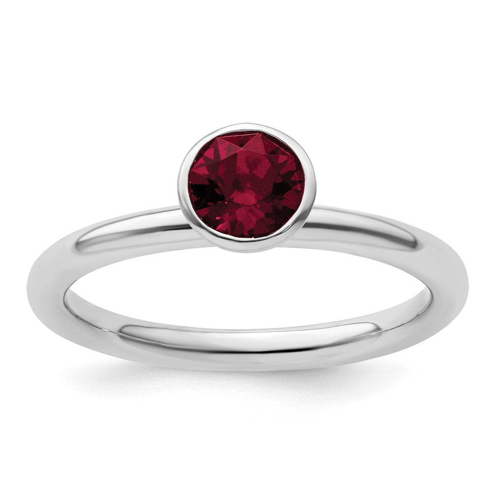 Sterling Silver Stackable Expressions High 5mm January Crystal Ring