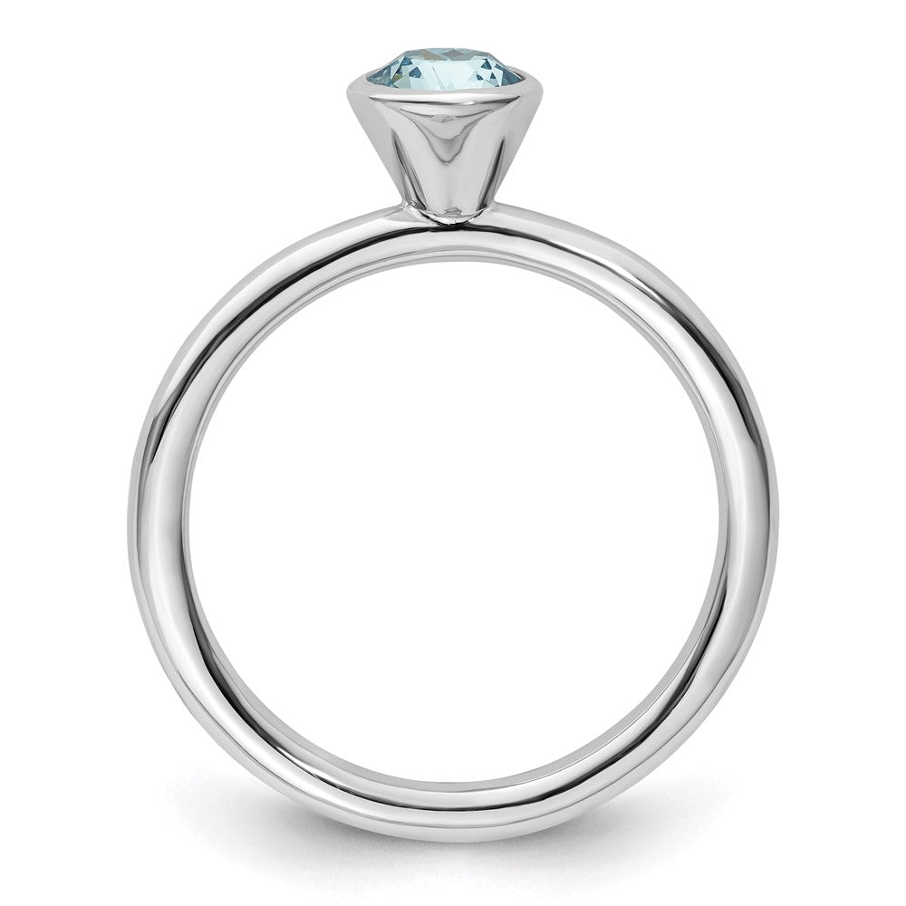 Sterling Silver Stackable Expressions High 5mm March Crystal Ring