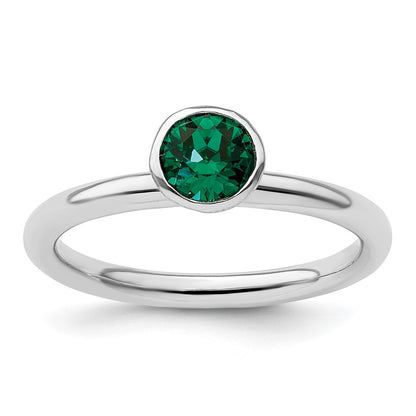 Sterling Silver Stackable Expressions High 5mm May Crystal Ring