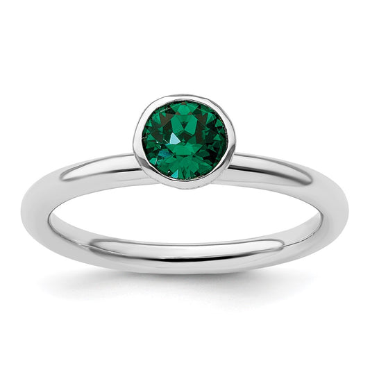 Sterling Silver Stackable Expressions High 5mm May Crystal Ring