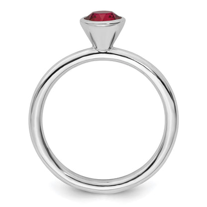 Sterling Silver Stackable Expressions High 5mm July Crystal Ring