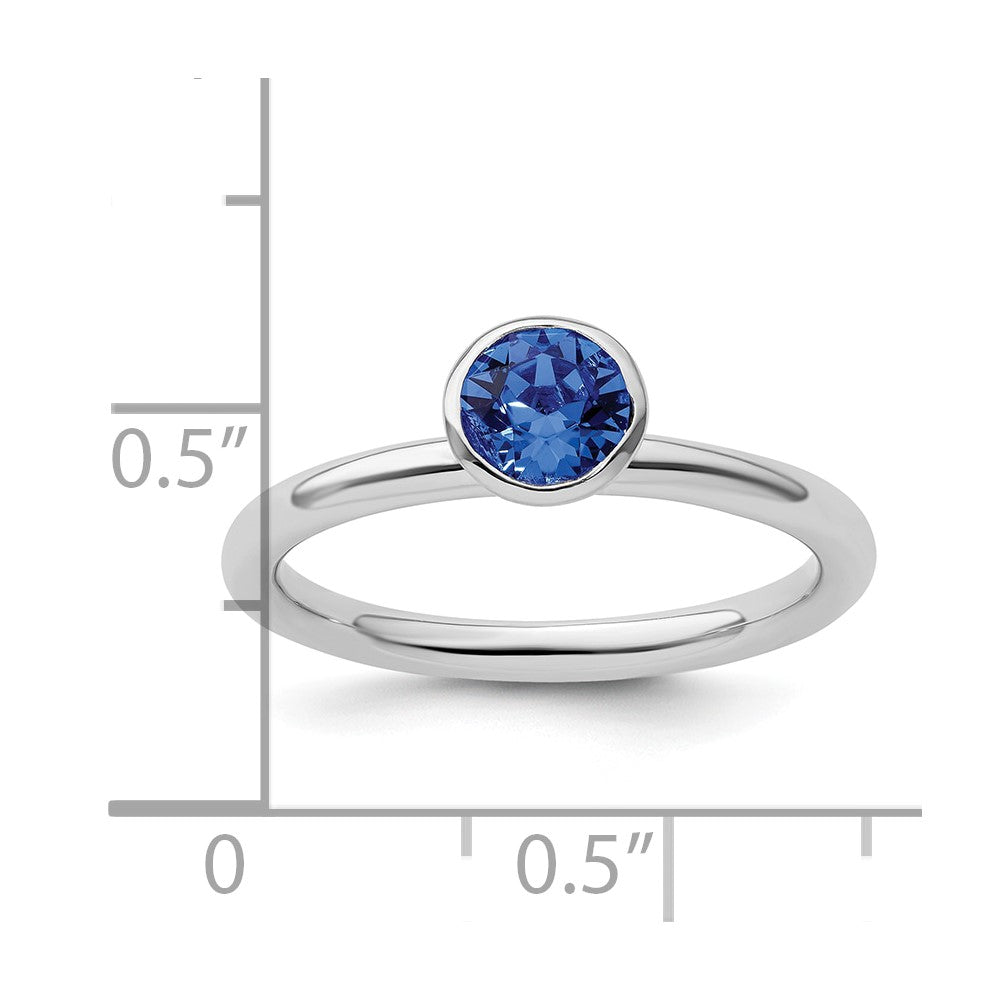 Sterling Silver Stackable Expressions High 5mm September Crystal Ring