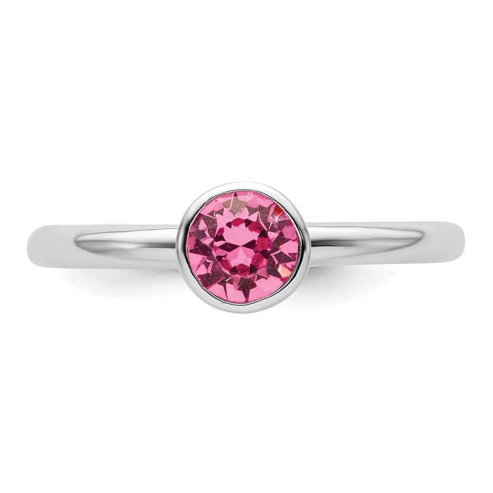 Sterling Silver Stackable Expressions High 5mm October Crystal Ring