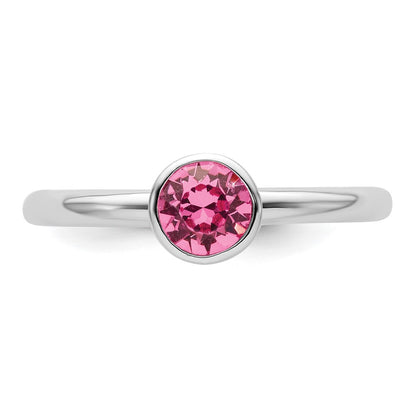 Sterling Silver Stackable Expressions High 5mm October Crystal Ring