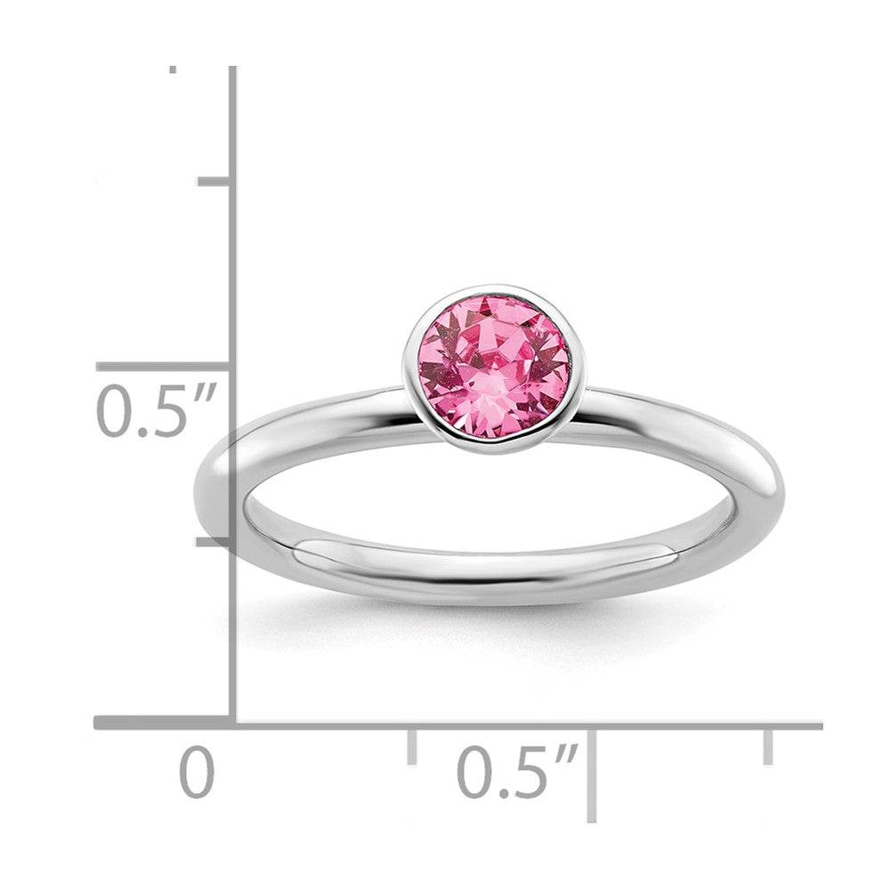 Sterling Silver Stackable Expressions High 5mm October Crystal Ring