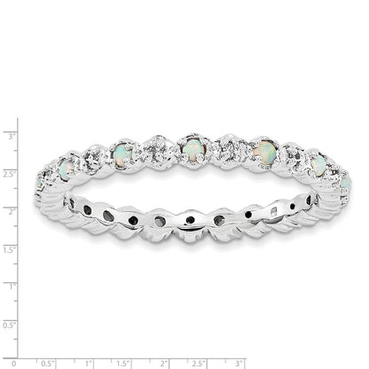 Sterling Silver Stackable Expressions Created Opal & Diamond Ring