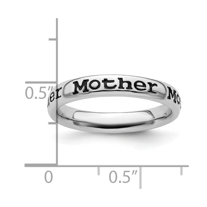 Sterling Silver Stackable Expressions Polished Enameled Mother Ring