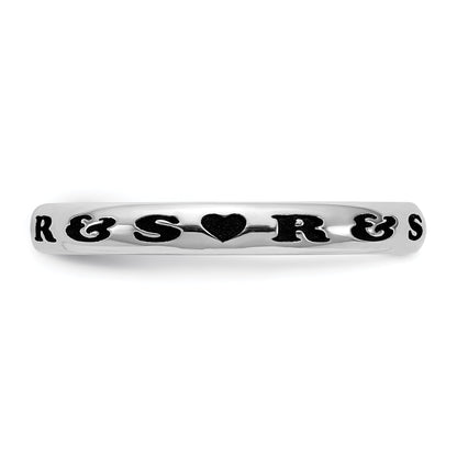 Sterling Silver Rh Plt Stackable Expressions Personalized With Heart Ring
