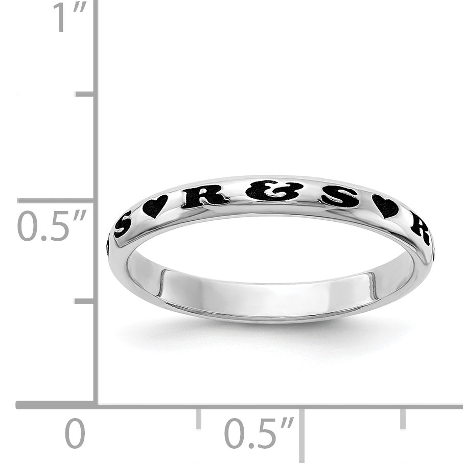 Sterling Silver Rh Plt Stackable Expressions Personalized With Heart Ring