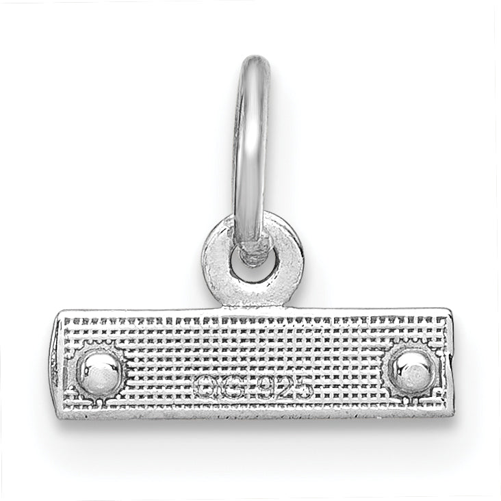 Sterling Silver Rhodium-Plated Diamond-Cut #Top Charm