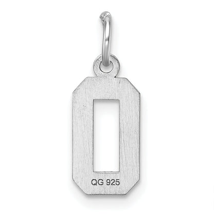 Sterling Silver Rhodium-Plated Diamond-Cut #0 Charm