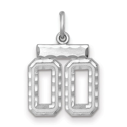 Sterling Silver Rhodium-Plated Small Diamond-Cut #00 Charm