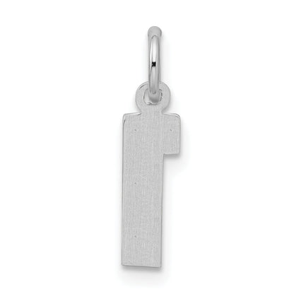 Sterling Silver Rhodium-Plated Diamond-Cut #1 Charm